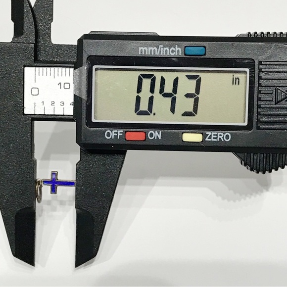 Vintage Tiny Blue Enamel Italian Cross Catholic Necklace Bracelet Pendant Charm - Picture 12 of 14